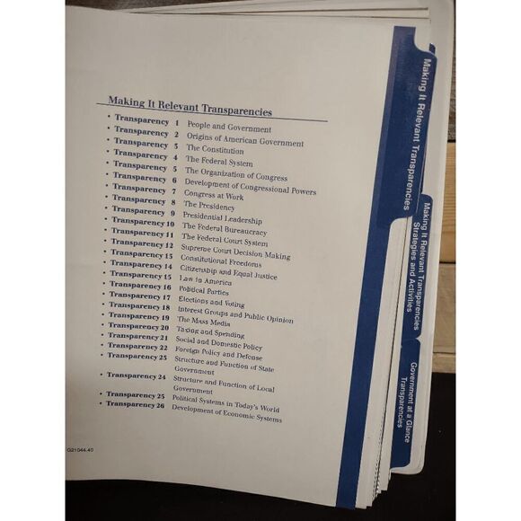 US Government Democracy in Action Glencoe Section Focus Transparencies G01327.29 - Picture 3 of 3